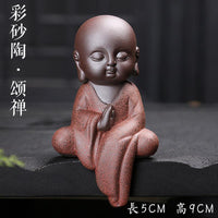 Thumbnail for Calming Handmade Little Monk Tea Pet Figurine-Glazed & Matte Finish