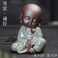 Thumbnail for Calming Handmade Little Monk Tea Pet Figurine-Glazed & Matte Finish