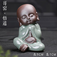 Thumbnail for Calming Handmade Little Monk Tea Pet Figurine-Glazed & Matte Finish