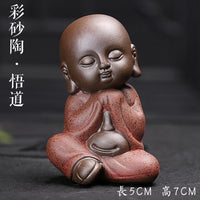 Thumbnail for Calming Handmade Little Monk Tea Pet Figurine-Glazed & Matte Finish