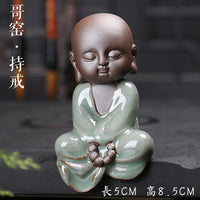 Thumbnail for Calming Handmade Little Monk Tea Pet Figurine-Glazed & Matte Finish