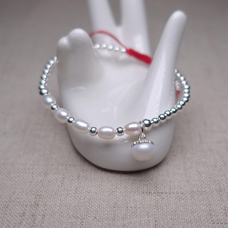 Freshwater Baroque Pearls & Silver INTEGRITY  Red Rope Bracelet