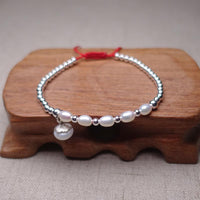 Thumbnail for Freshwater Baroque Pearls & Silver INTEGRITY  Red Rope Bracelet