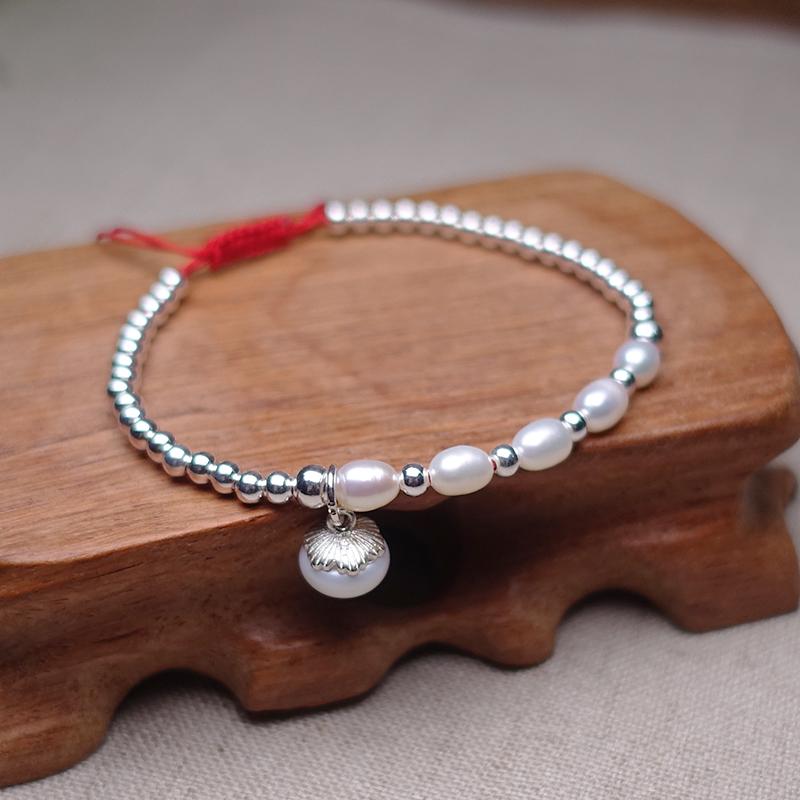 Freshwater Baroque Pearls & Silver INTEGRITY  Red Rope Bracelet