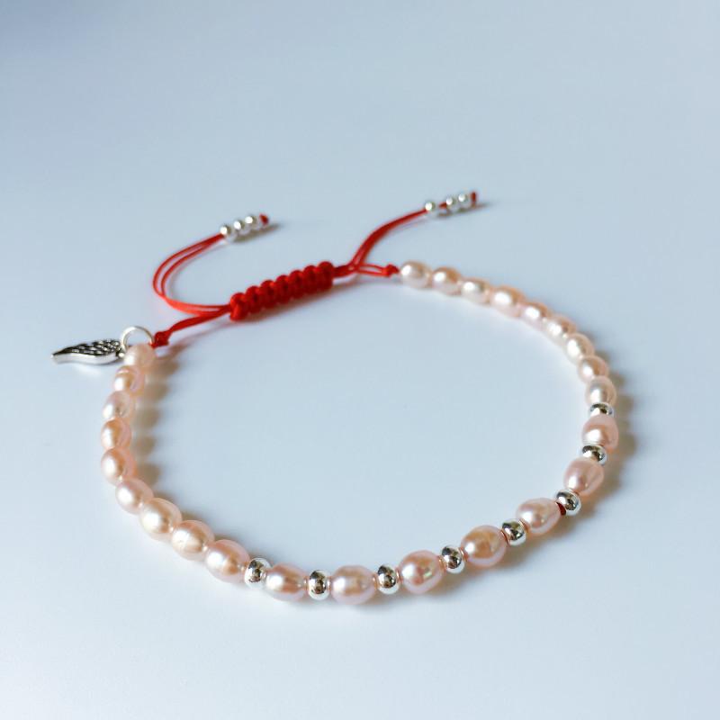 Freshwater Pink Baroque Pearls & Sterling Silver Wing SINCERITY Rope Bracelet