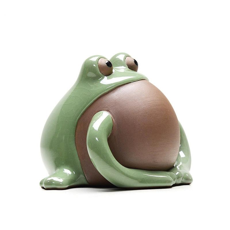 HandMade Cute Wee Lucky Frog Tea Pet Figurine-2 Styles