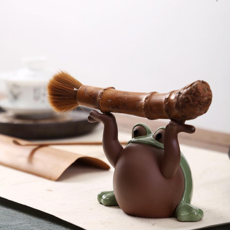 HandMade Cute Wee Lucky Frog Tea Pet Figurine-2 Styles