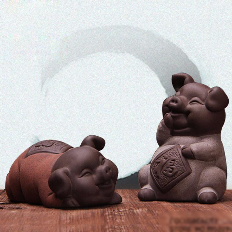 Lovable Handmade Pig Tea Pet Figurine-2 Styles