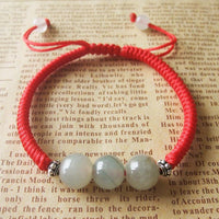 Thumbnail for Burmese Jade HEALING Red Rope Bracelet with Silver Accents