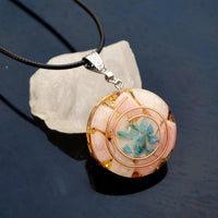 Thumbnail for #67-Handmade Aquamarine & Pink Opal 'SELF-HEALING' ORGONITE Pendant