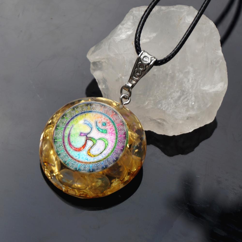 #58-Handmade Moonstone & OM Symbol ' STRENGTH' ORGONITE Pendant