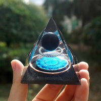 Thumbnail for 11-Handmade Black Obsidian Crystal Sphere 'SHIELDING' ORGONITE Pyramid
