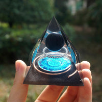 Thumbnail for 11-Handmade Black Obsidian Crystal Sphere 'SHIELDING' ORGONITE Pyramid