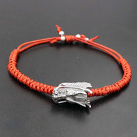 Thumbnail for Men's Stainless Steel Dragon Head & Braided Rope STRENGTH Bracelet