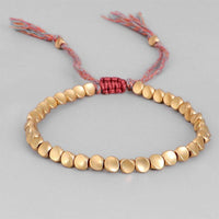 Thumbnail for Handmade Tibetan Buddhist Braided Cotton & Full Copper Bead Lucky Rope 'BELIEF' Bracelet