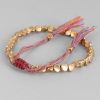 Thumbnail for Handmade Tibetan Buddhist Braided Cotton & Full Copper Bead Lucky Rope 'BELIEF' Bracelet