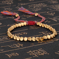 Thumbnail for Handmade Tibetan Buddhist Braided Cotton & Full Copper Bead Lucky Rope 'BELIEF' Bracelet