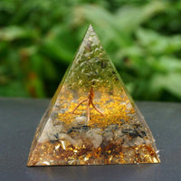 Thumbnail for #114- Handmade Tourmalinated Quartz & Peridot Tree Of Life ' PROTECT from NEGATIVITY' ORGONITE Pyramid