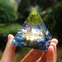 Thumbnail for #28-Handmade Kyanite & Peridot TREE of LIFE ' ULTIMATE ALIGNMENT' ORGONITE Pyramid