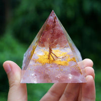 Thumbnail for 112-Handmade Strawberry & Rose Quartz Tree of Life ORGONITE 'UNIVERSAL LOVE' Pyramid