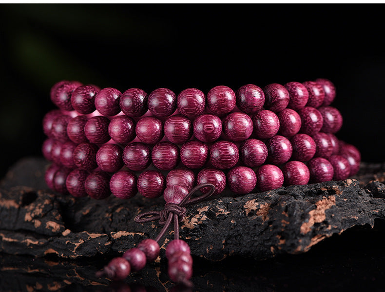 Handmade 108 Purple Wooden Mala 8mm Beads Bracelet