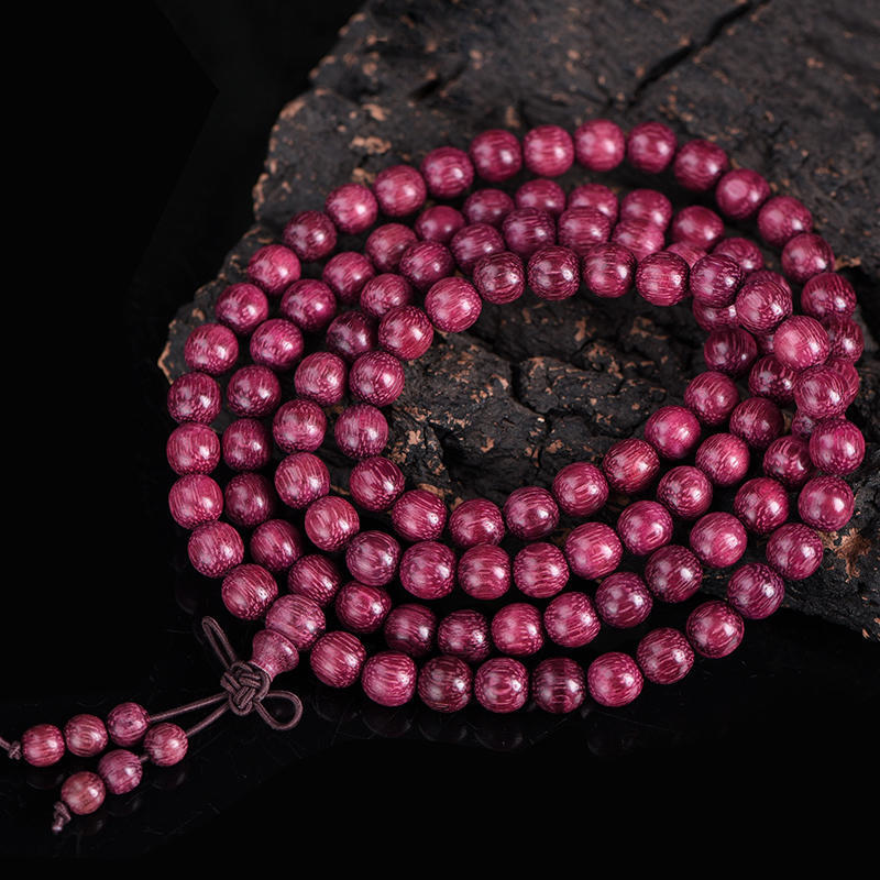 Handmade 108 Purple Wooden Mala 8mm Beads Bracelet
