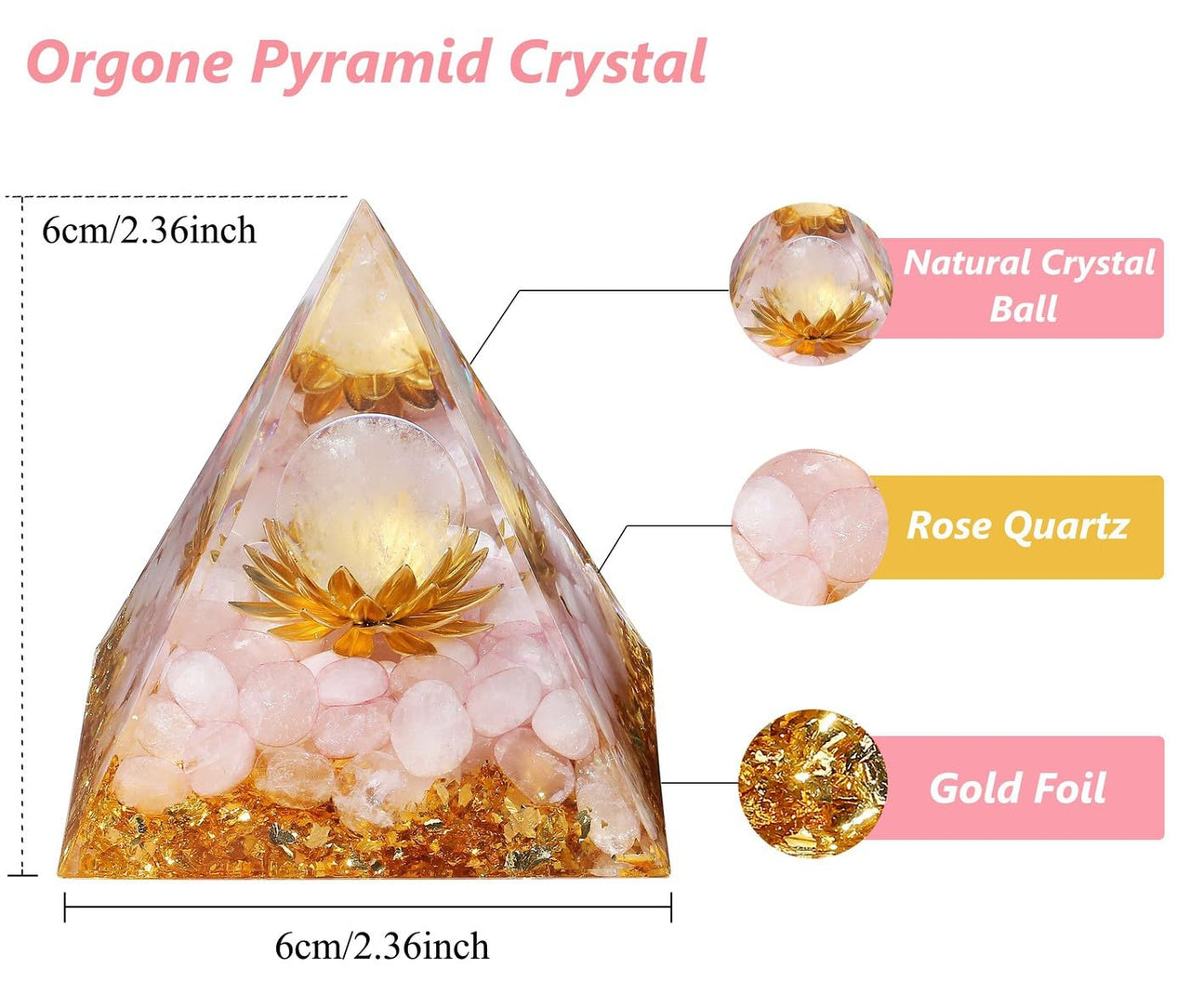 Handmade Rose Quartz Orgonite Pyramid
