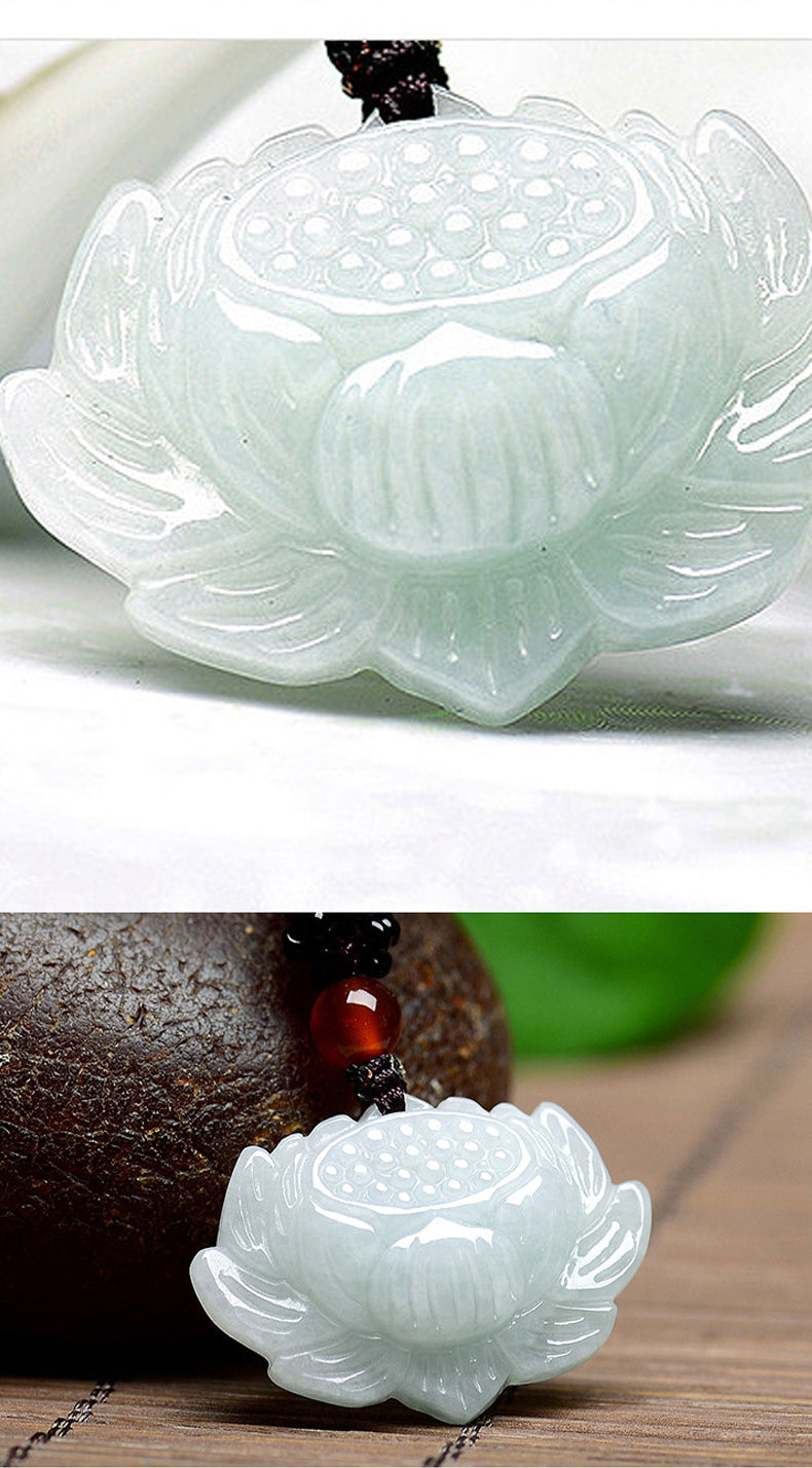 Handmade Carved Bodhi Root Lotus Flower Pendant Necklace