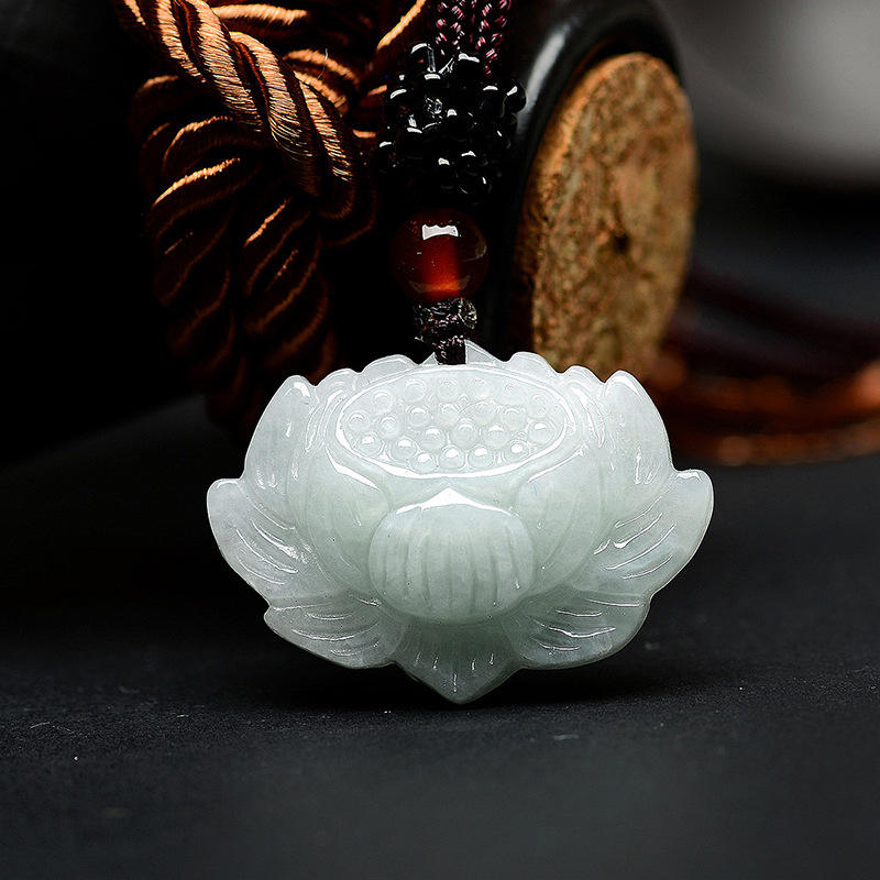 Handmade Carved Bodhi Root Lotus Flower Pendant Necklace