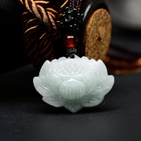 Thumbnail for Handmade Carved Bodhi Root Lotus Flower Pendant Necklace