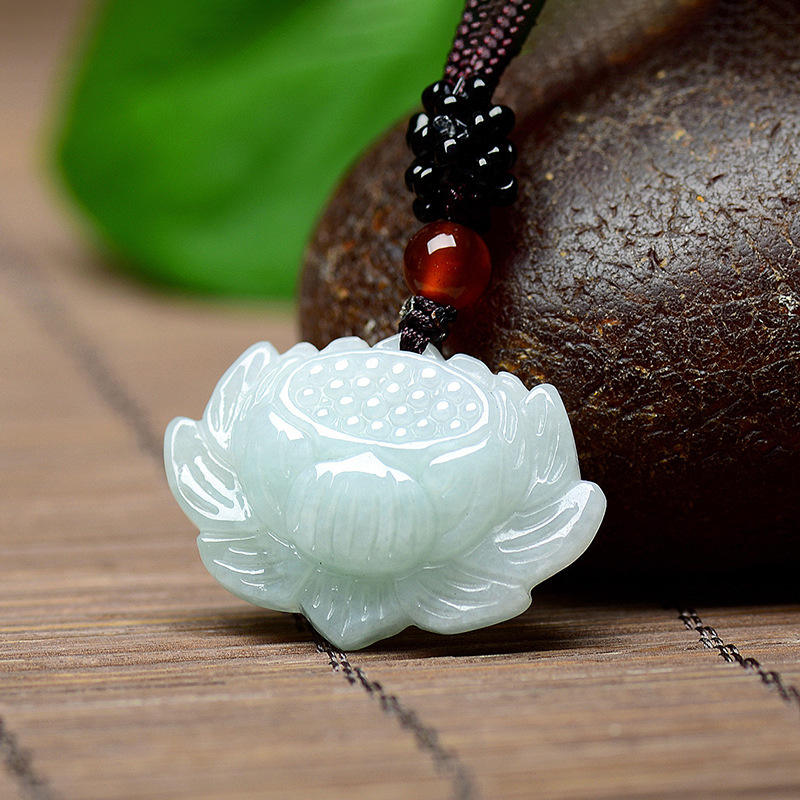 Handmade Carved Bodhi Root Lotus Flower Pendant Necklace
