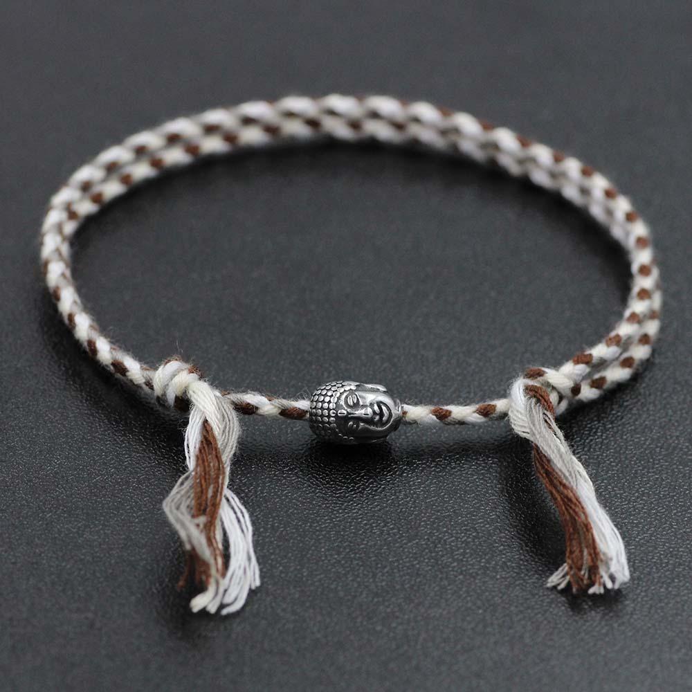 Hand braided Tibetan Cotton Rope & Stainless Steel Buddha SPIRITUAL Bracelet or Anklet-18-30cm
