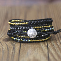 Thumbnail for Harmony Black Lava Stone And Hematite Wrap Bracelet