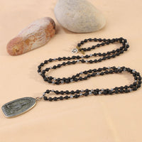 Thumbnail for Ancient Style Thai Buddha & LAVA STONE Amulet Pendant GROUNDING Necklace