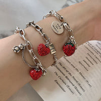 Thumbnail for Thai Silver & Zirconia Bedazzled Strawberry Bracelet