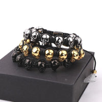 Thumbnail for Men's Titanium Steel 'NO SKULLDUGGERY' Braided Wrap Bead Bracelet-4 Colors