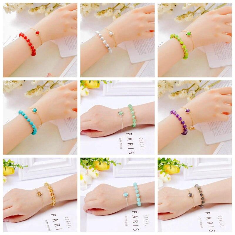 Stainless Steel & High Quality 8mm Natural Gemstone 2 pc Bracelet Set