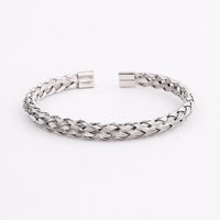 Thumbnail for Finely Braided Titanium Steel Men's Cuff Bangle