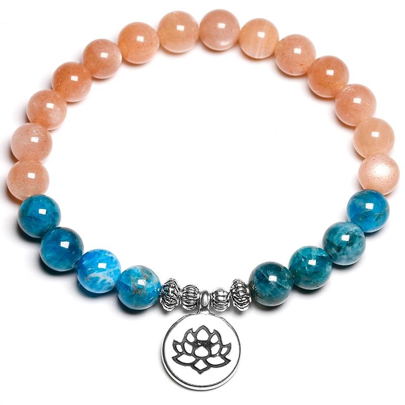 Natural Blue Apatite & Sunstone WEIGHT LOSS MOTIVATION Bracelet