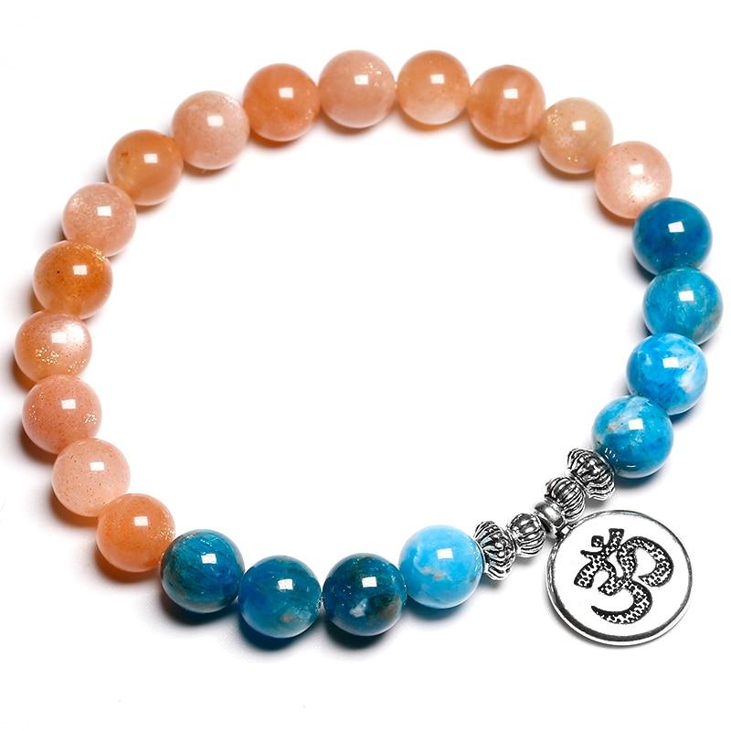 Natural Blue Apatite & Sunstone WEIGHT LOSS MOTIVATION Bracelet