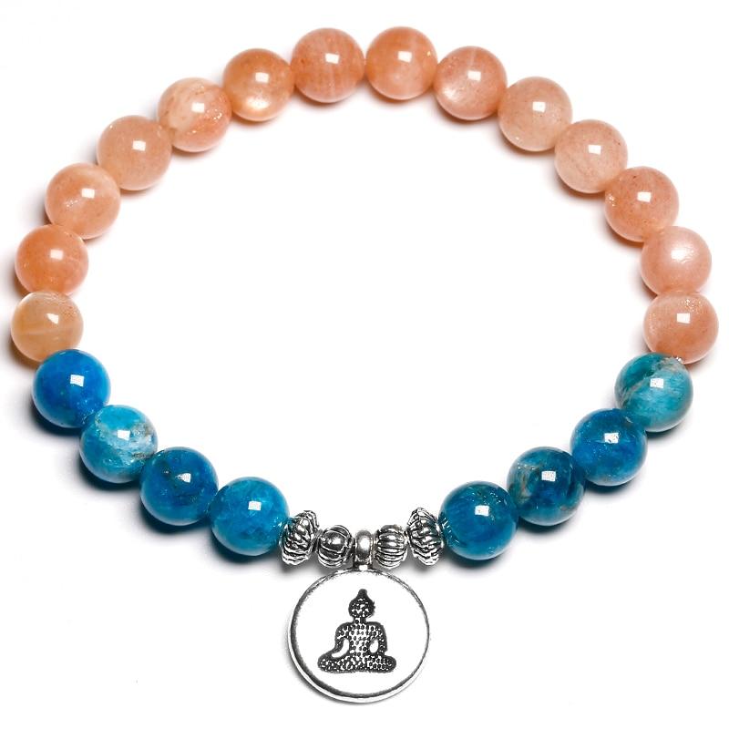 Natural Blue Apatite & Sunstone WEIGHT LOSS MOTIVATION Bracelet