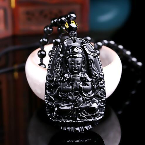 All Natural Black Polished Obsidian Carved Buddha