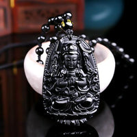 Thumbnail for All Natural Black Polished Obsidian Carved Buddha