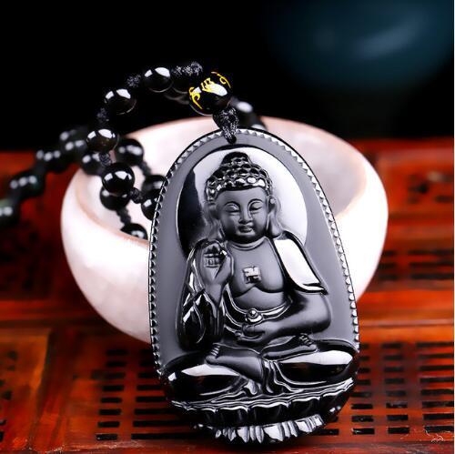 All Natural Black Polished Obsidian Carved Buddha