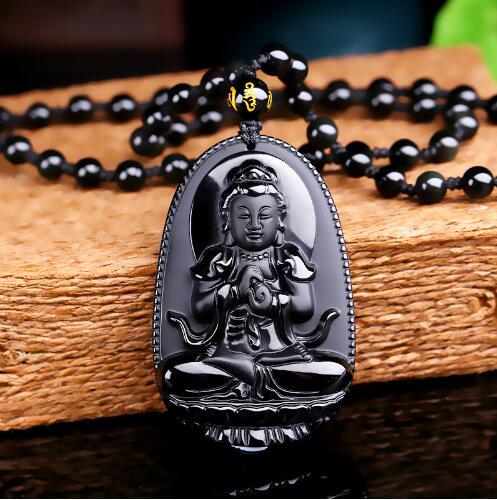 All Natural Black Polished Obsidian Carved Buddha