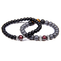 Thumbnail for Premium Grade AAA Garnet /Hematite/Onyx Set of 2 SINCERITY Bracelets