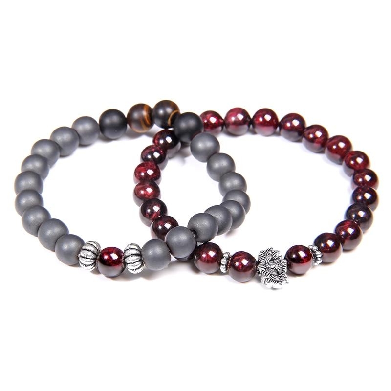 Premium Grade AAA Garnet /Hematite/Onyx Set of 2 SINCERITY Bracelets