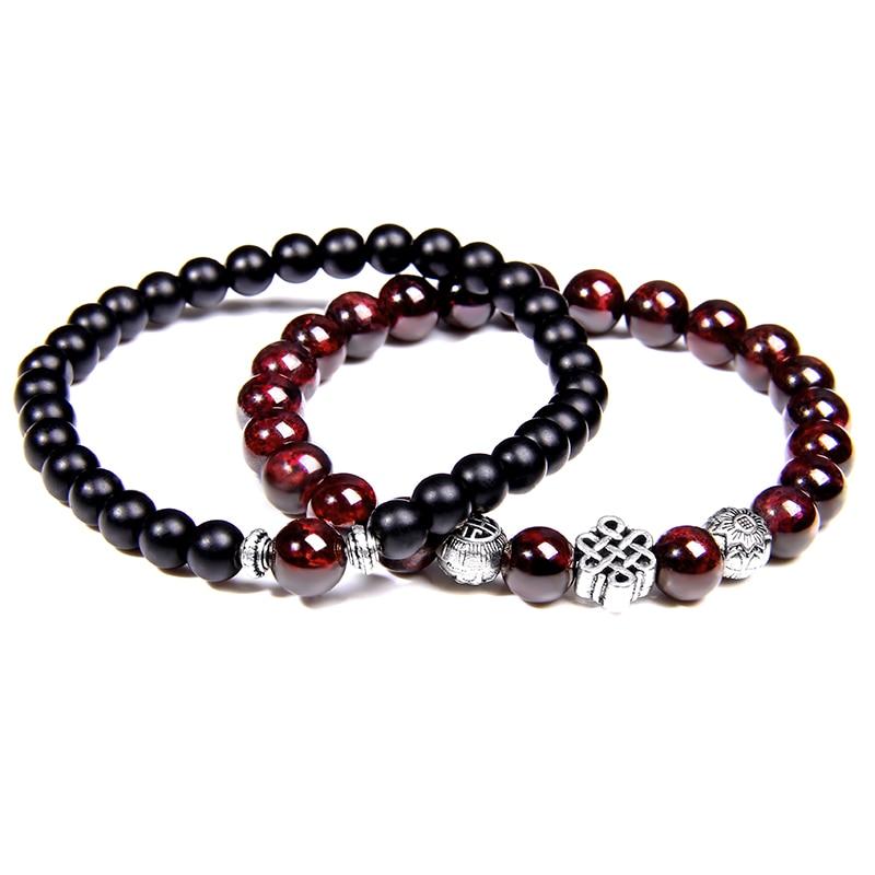 Premium Grade AAA Garnet /Hematite/Onyx Set of 2 SINCERITY Bracelets