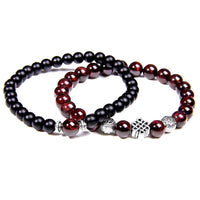 Thumbnail for Premium Grade AAA Garnet /Hematite/Onyx Set of 2 SINCERITY Bracelets