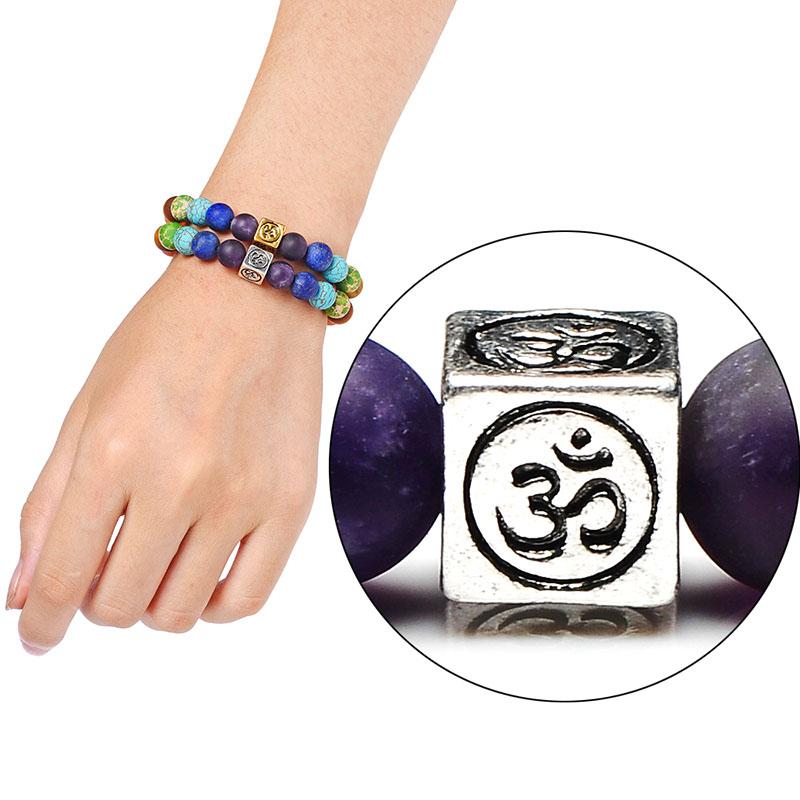 Colorful 7 Chakra Om & Tree of Life Charm Bracelet